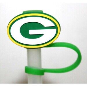 Sport Straw Cover Cap Football NFL Silicone Straw Green Bay Packers Logo Lot 4